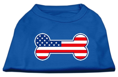 Bone Shaped American Flag Screen Print Shirts Blue XXXL